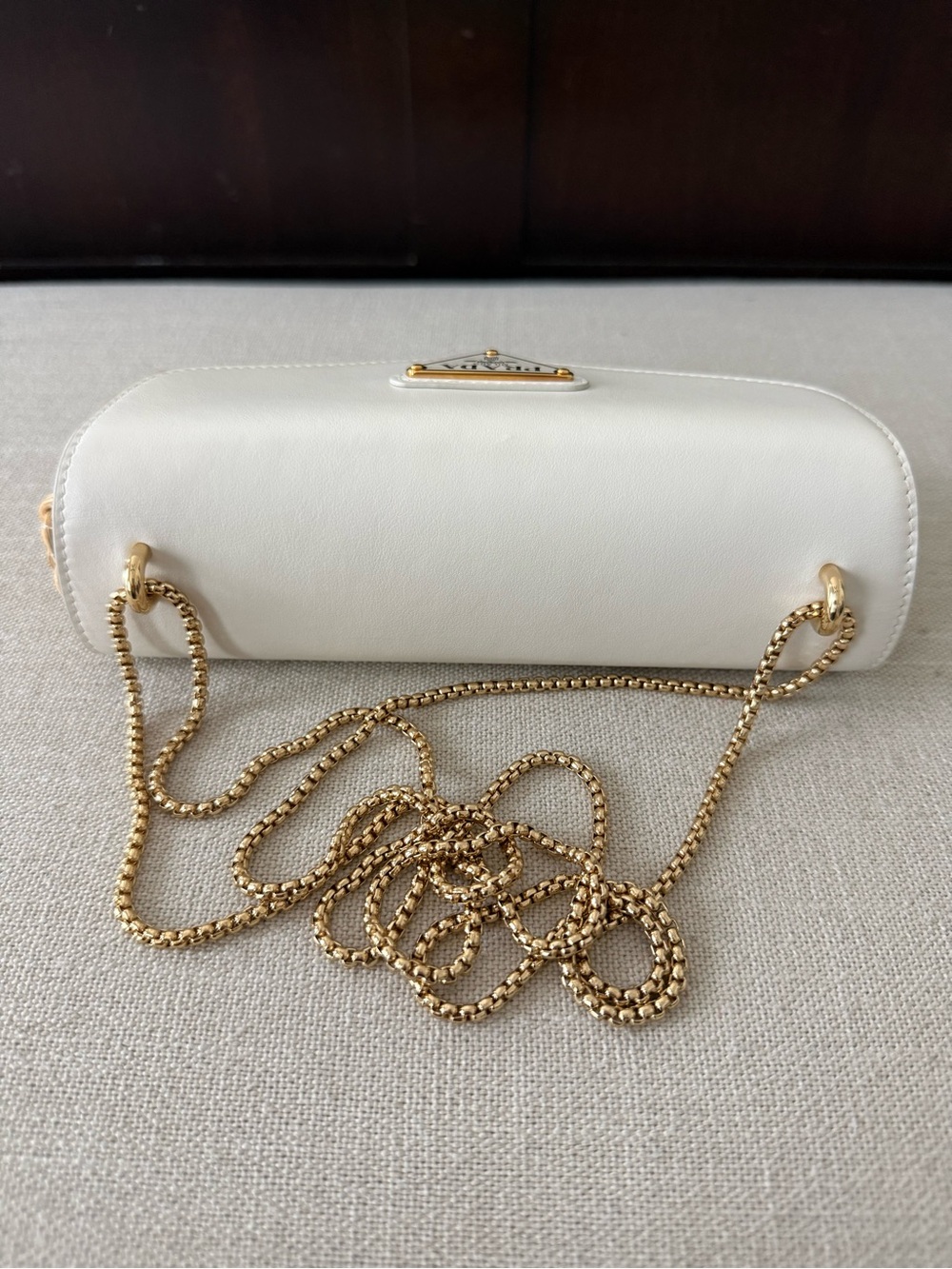 Prada Wicker Mini Bag with Cream Leather Flap and Gold Chain - Picture 14 of 14